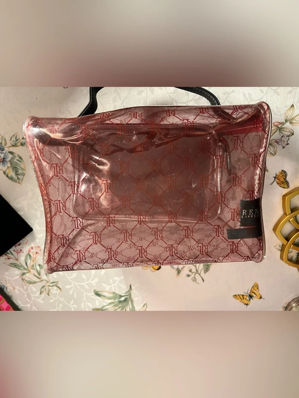 RLL CLEAR RED Travel Cosmetic Case with Top Handle (3-Pc Set)